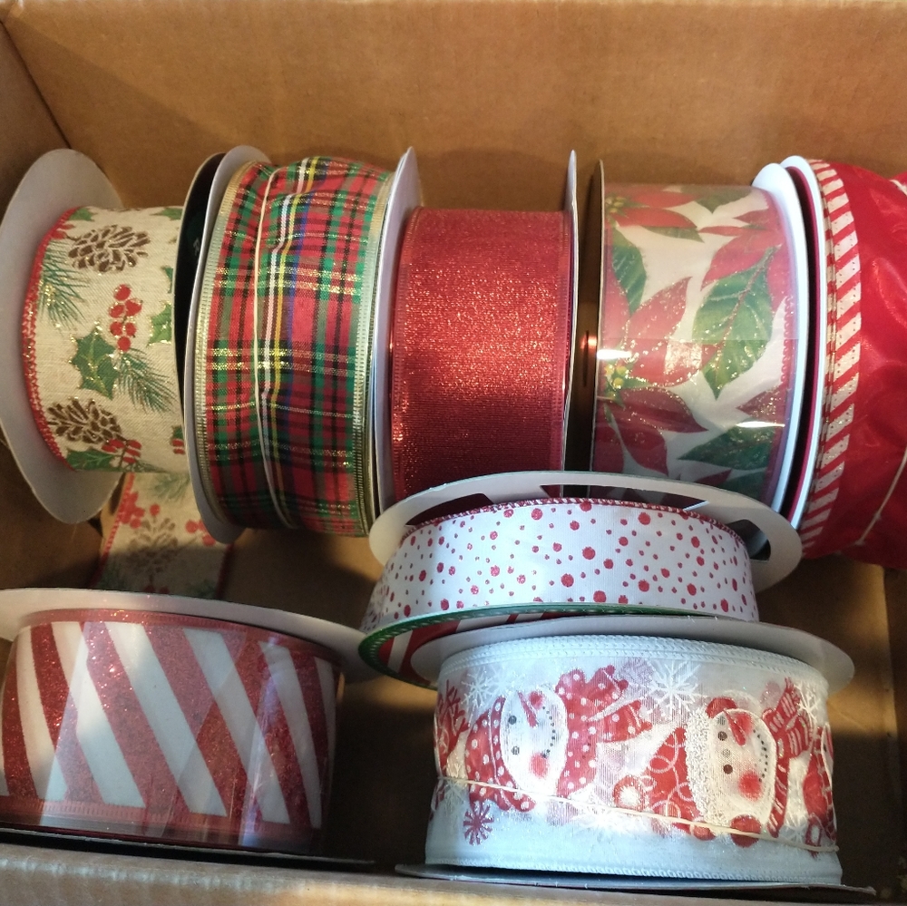 Lot of Wired Christmas Ribbon